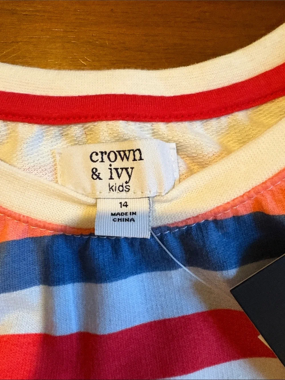 crown & ivy Girls' Striped Rashguard Set in Pink, Blue & White